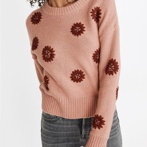 Madewell Flower Embroidered Pullover Sweater